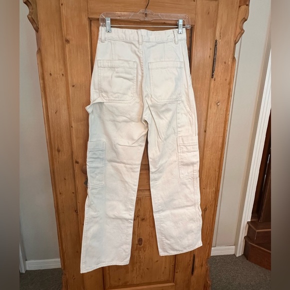 H&M White Wide Leg Painters Pants Size 4 Grunge Classic Preppy Eclectic 80’s - Picture 2 of 9